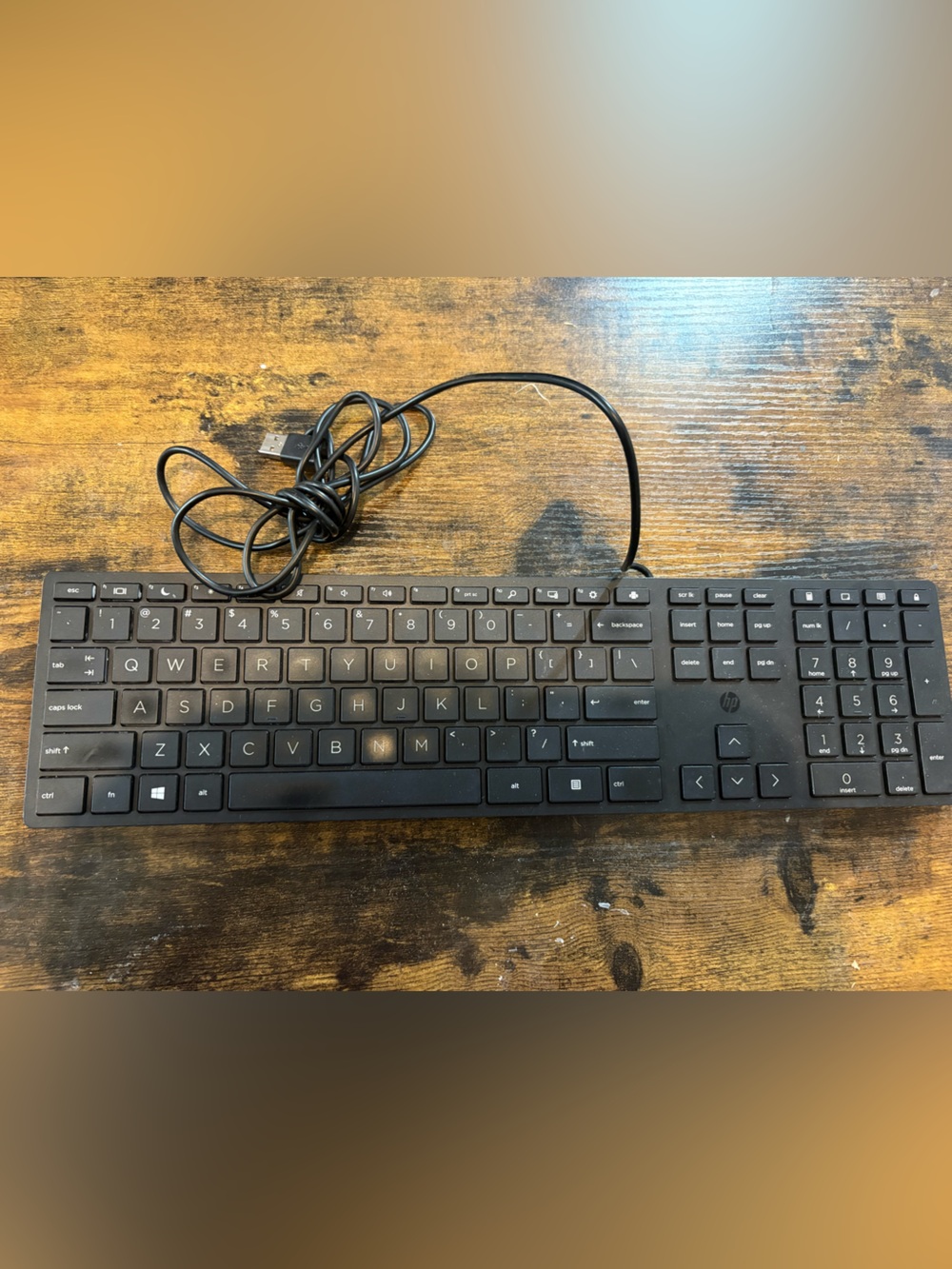 HP Black Slim Wired USB Keyboard with Numeric Keypad